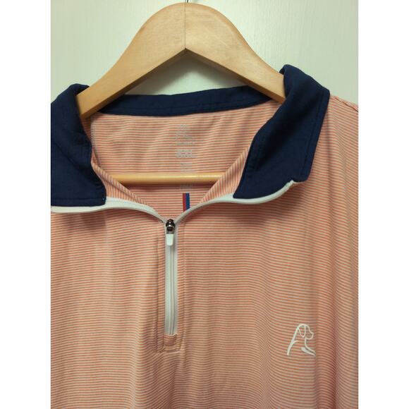 Rhoback Quarter-Zip Pullover Sweater Orange White Stripe Golf Performance XXL - Picture 4 of 5